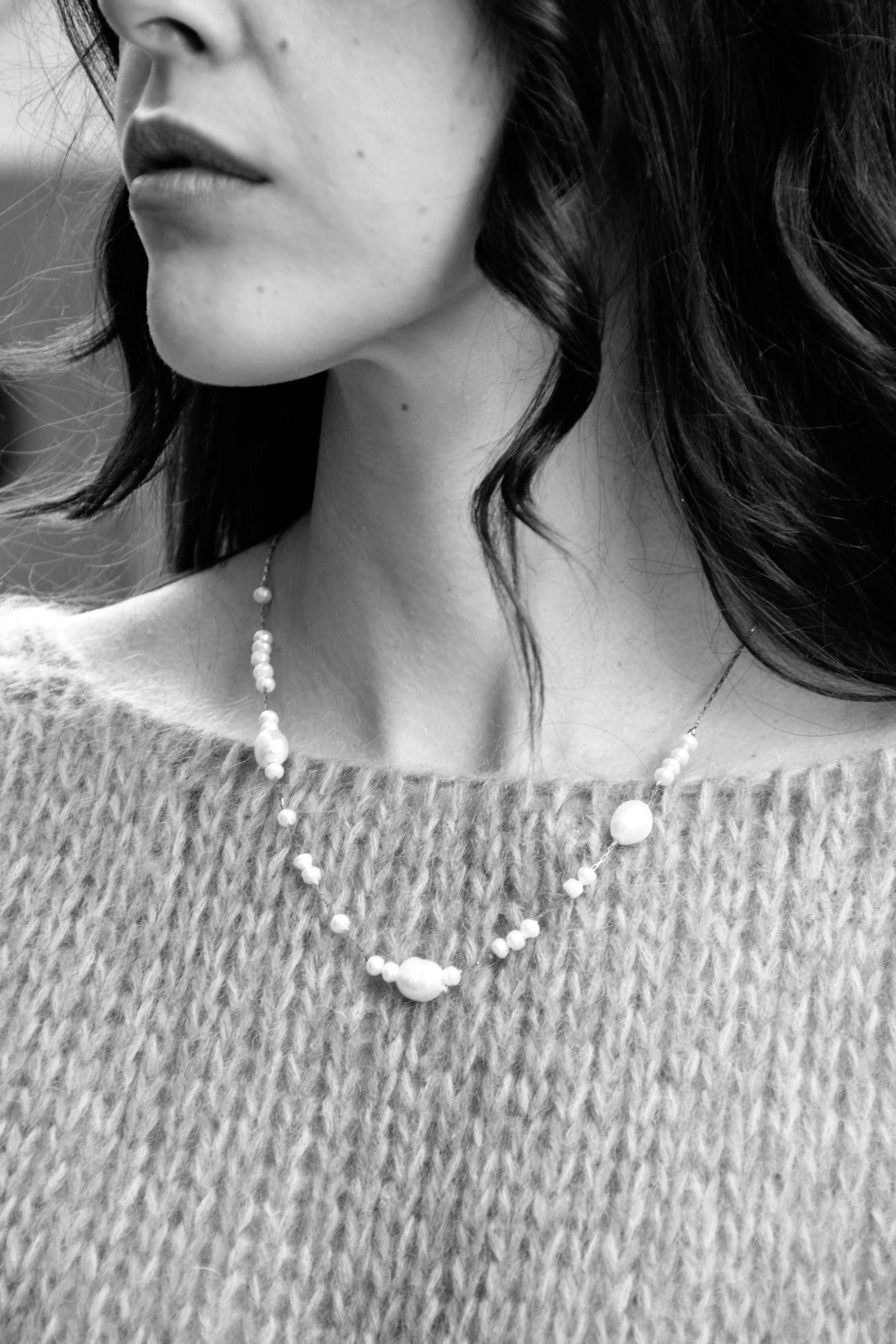 Collar cadena con perlas