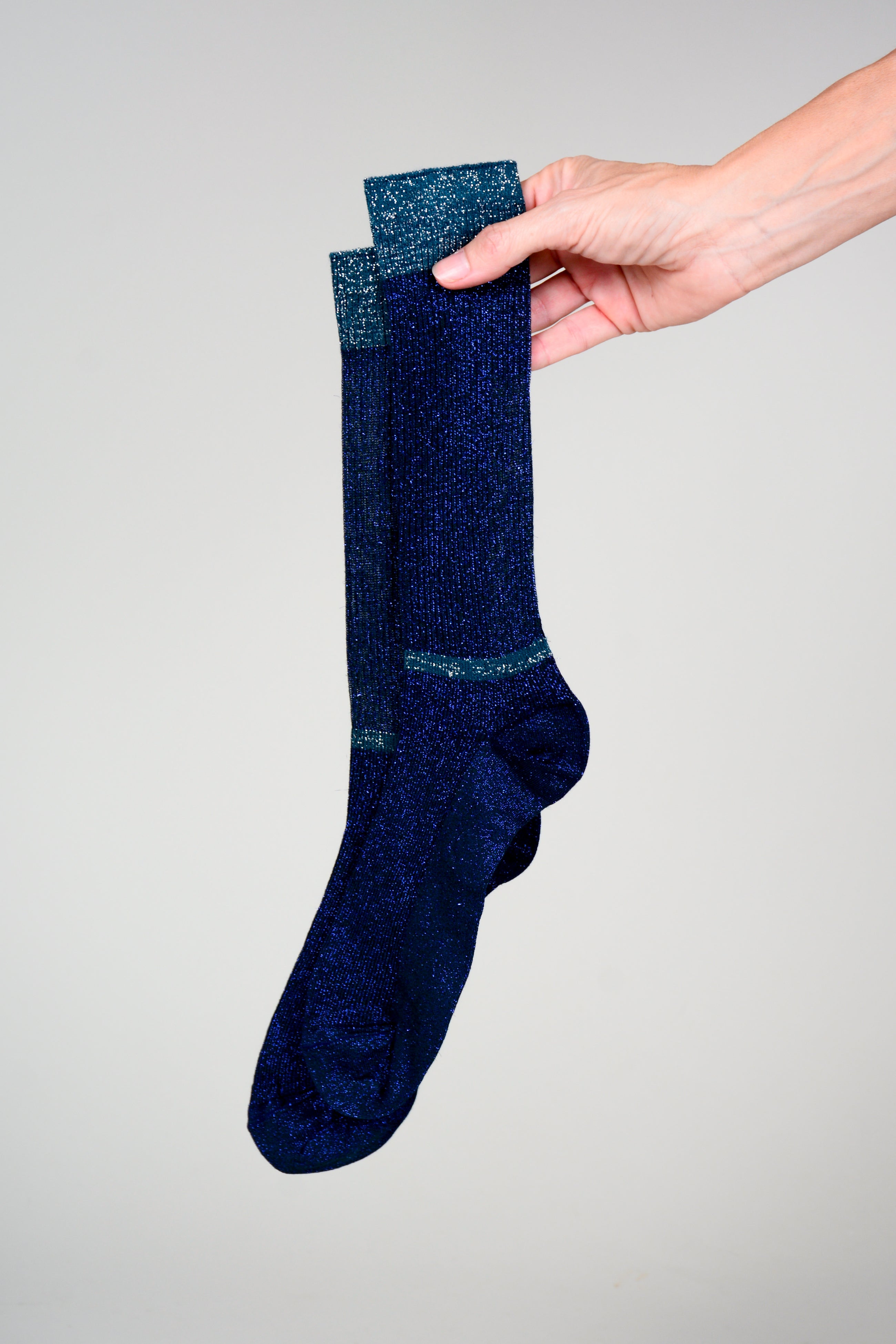 Calcetines viscosa rayas brillo