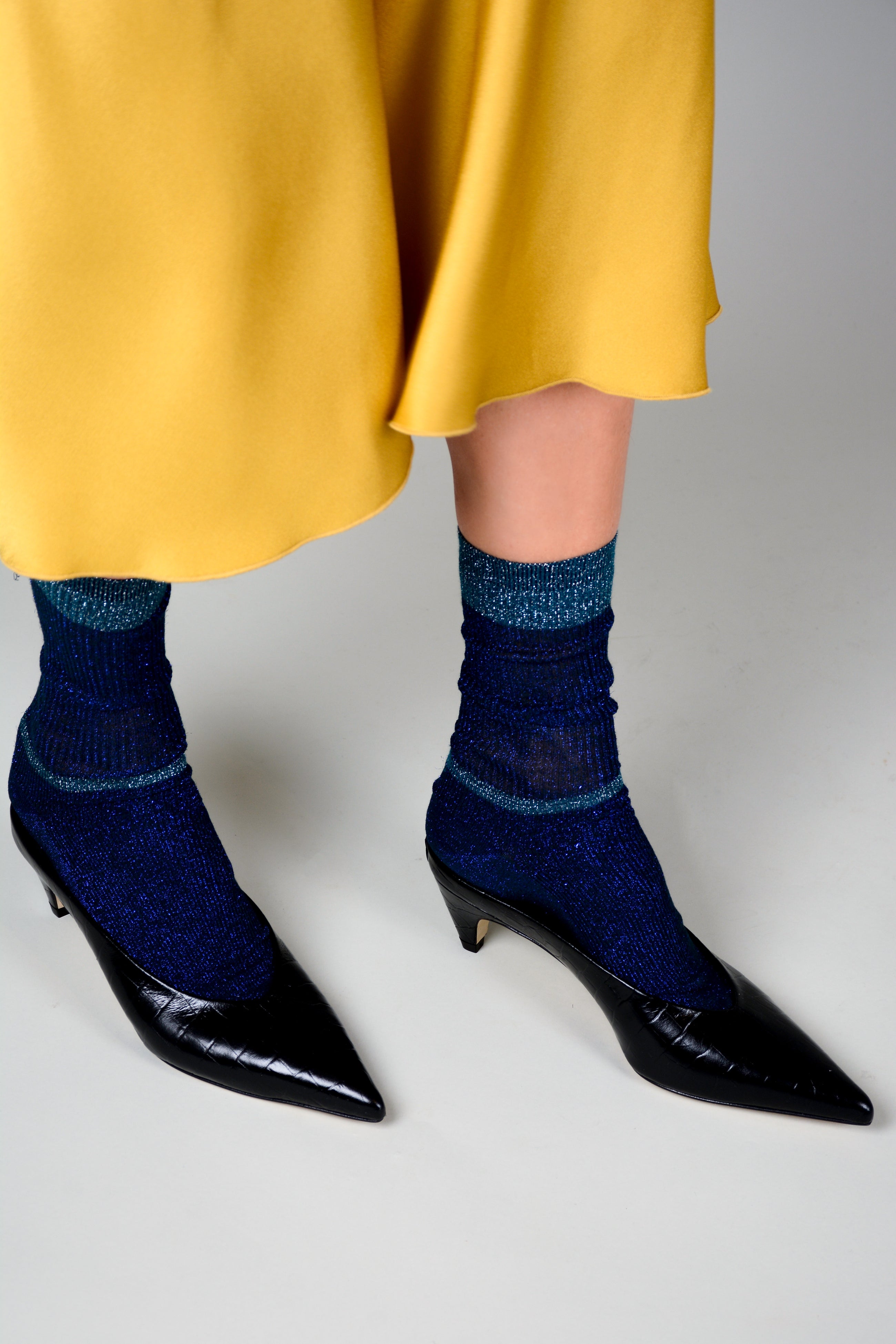 Calcetines viscosa rayas brillo