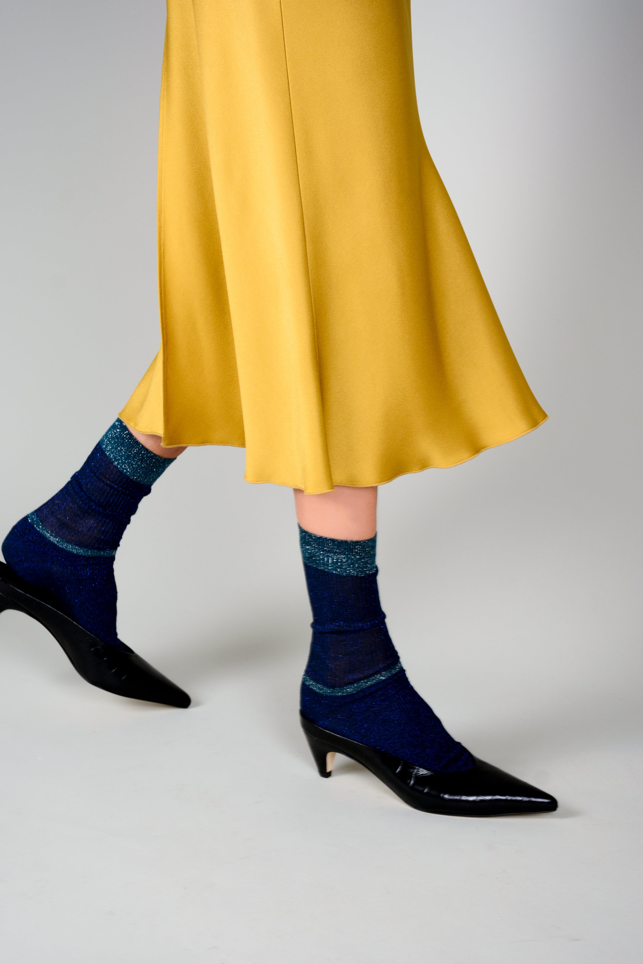 Calcetines viscosa rayas brillo