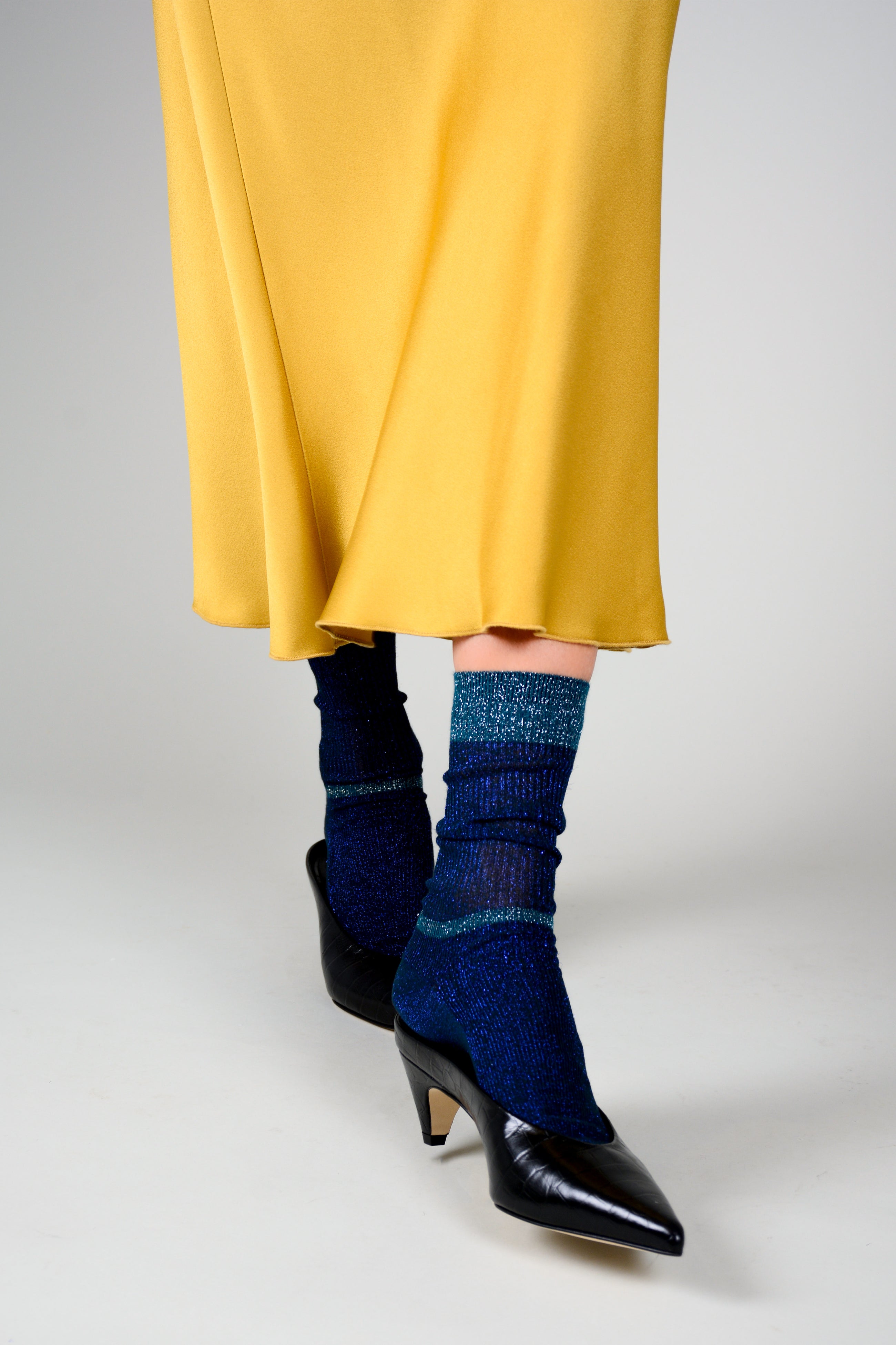 Calcetines viscosa rayas brillo