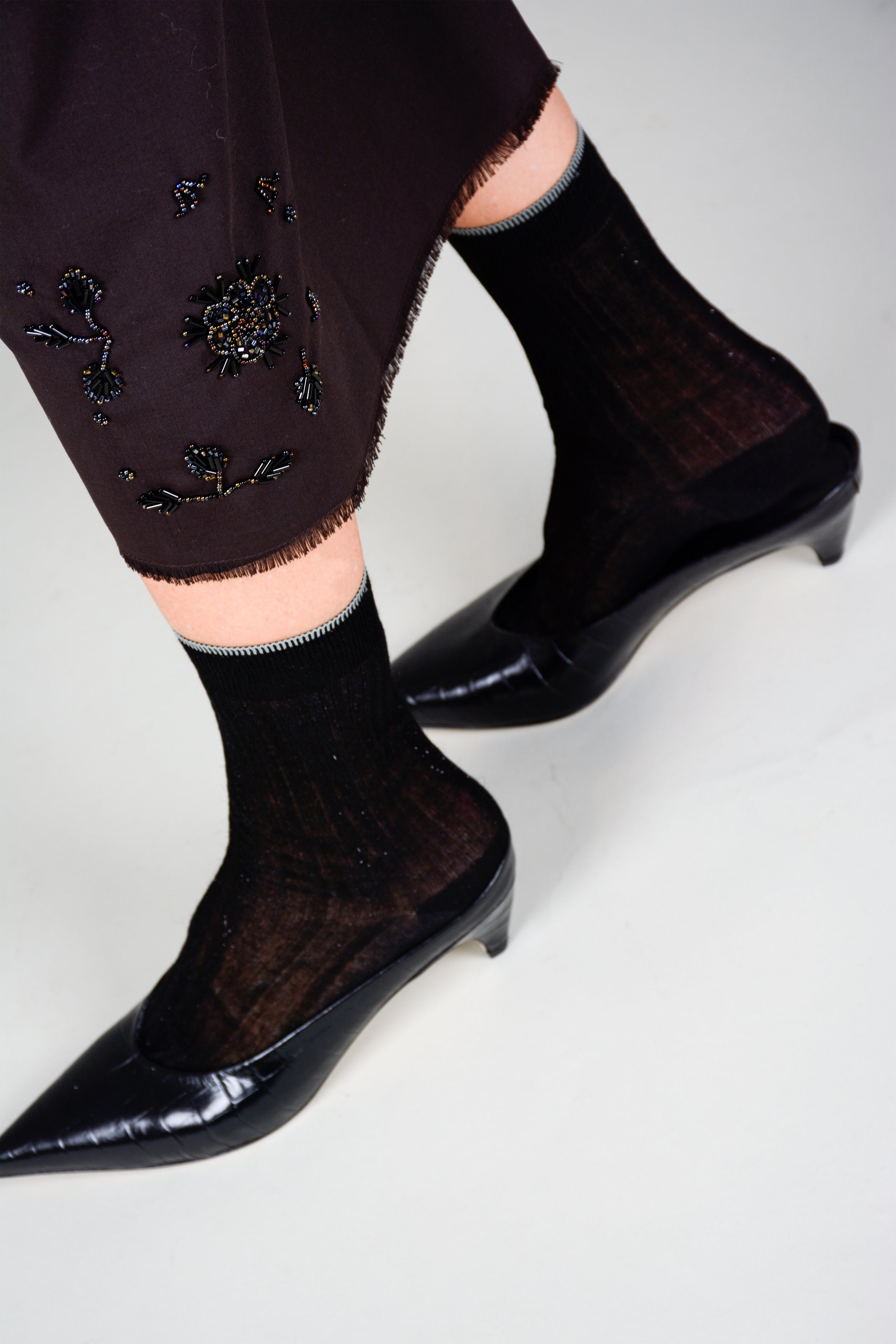 Calcetines viscosa fino borde línea