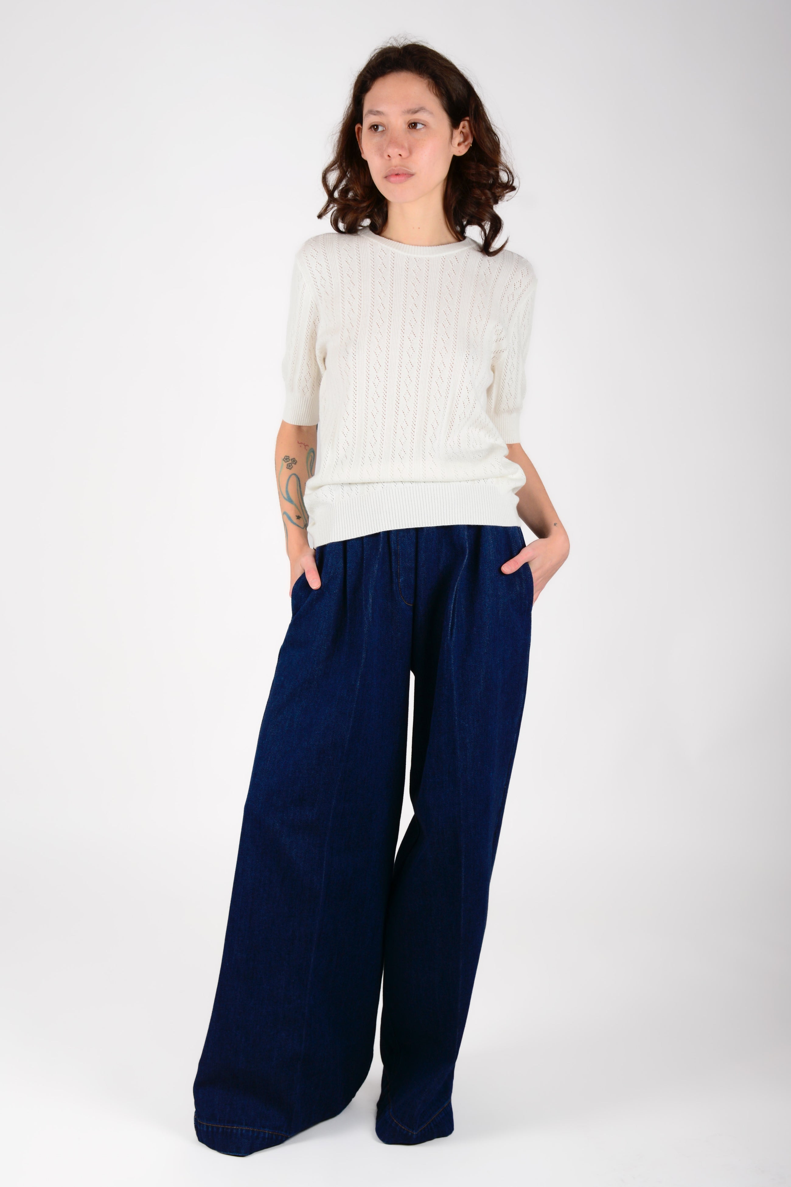 Top Pointelle manga corta