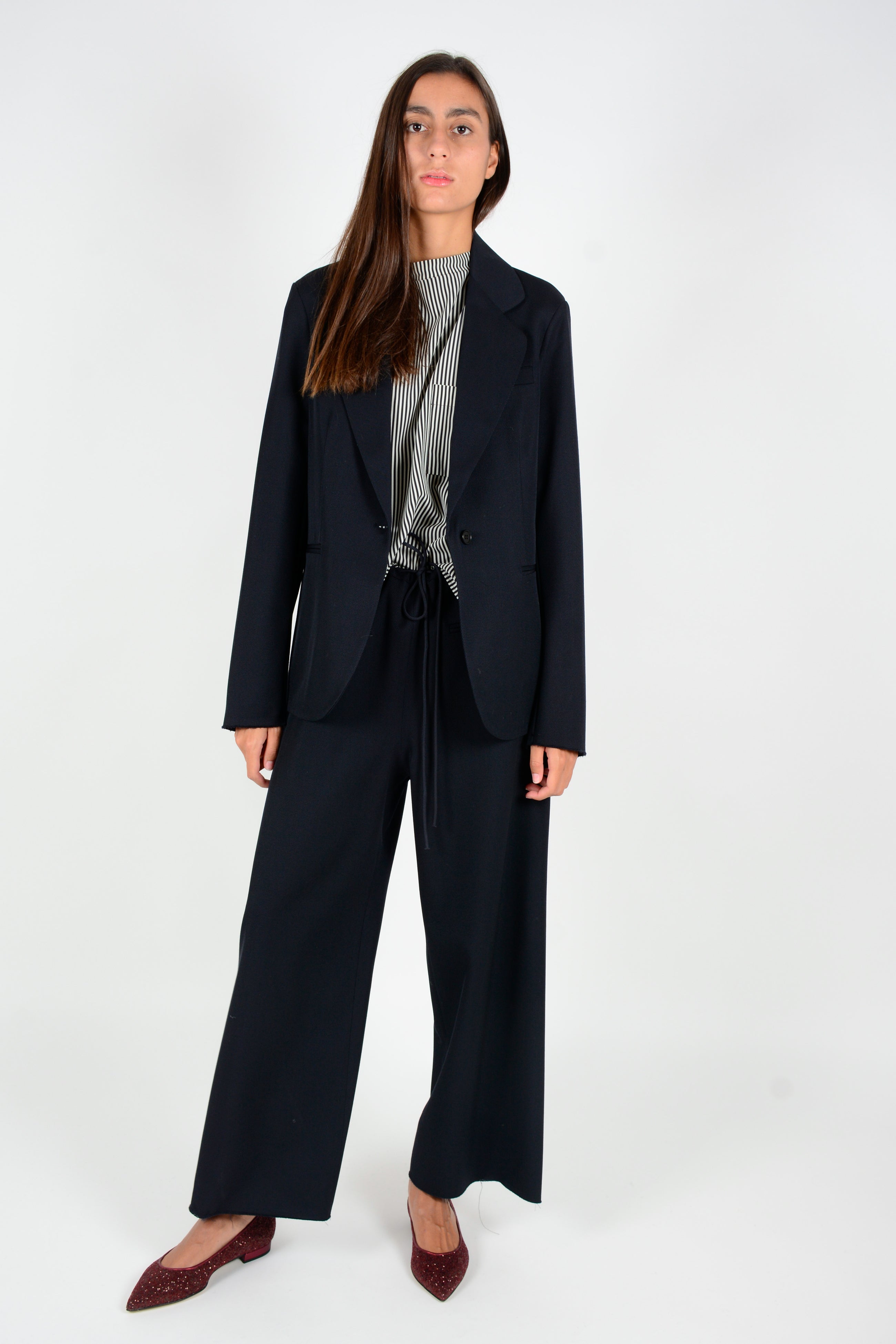 Chaqueta solapa redonda lana virgen