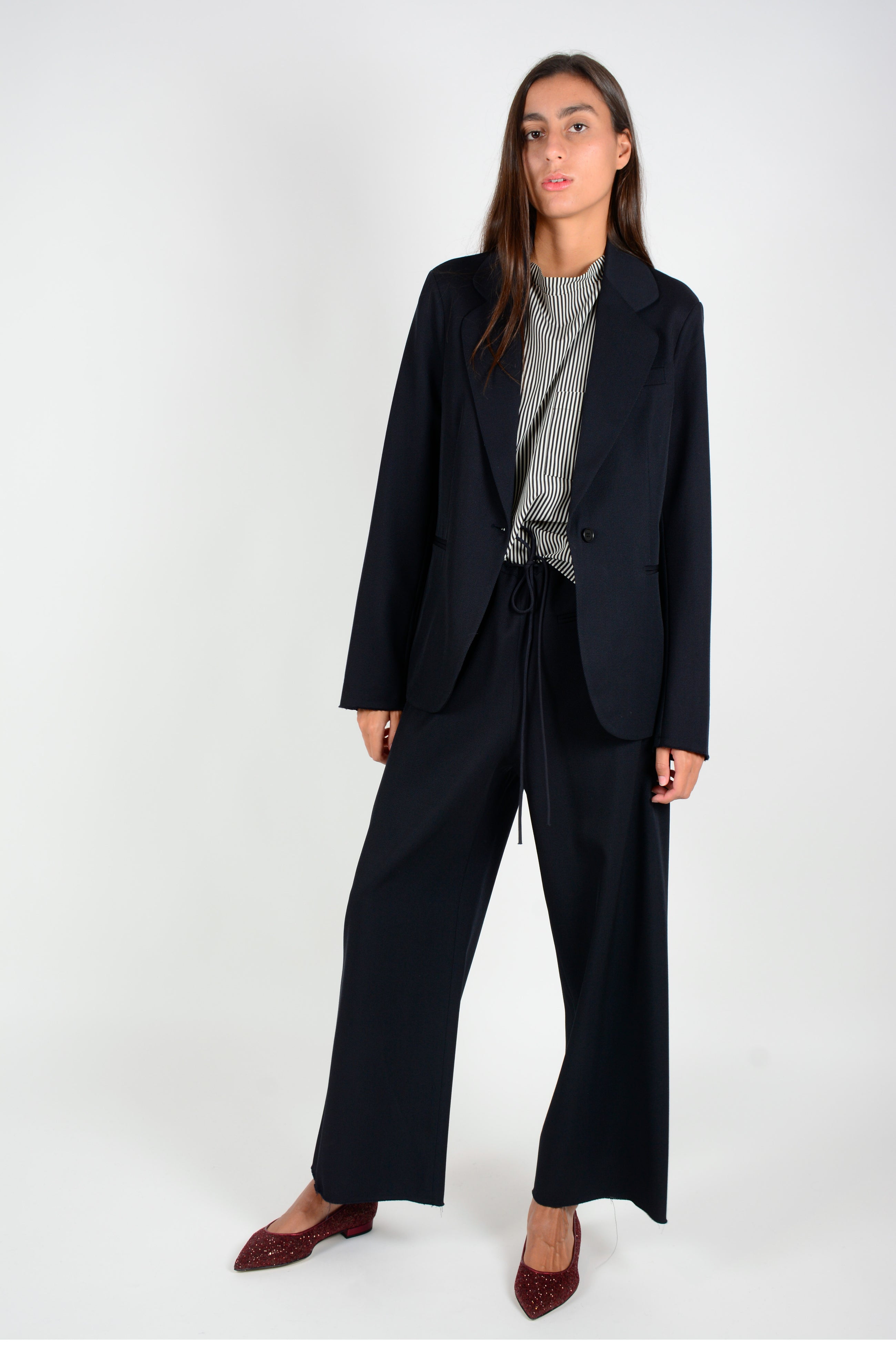 Chaqueta solapa redonda lana virgen