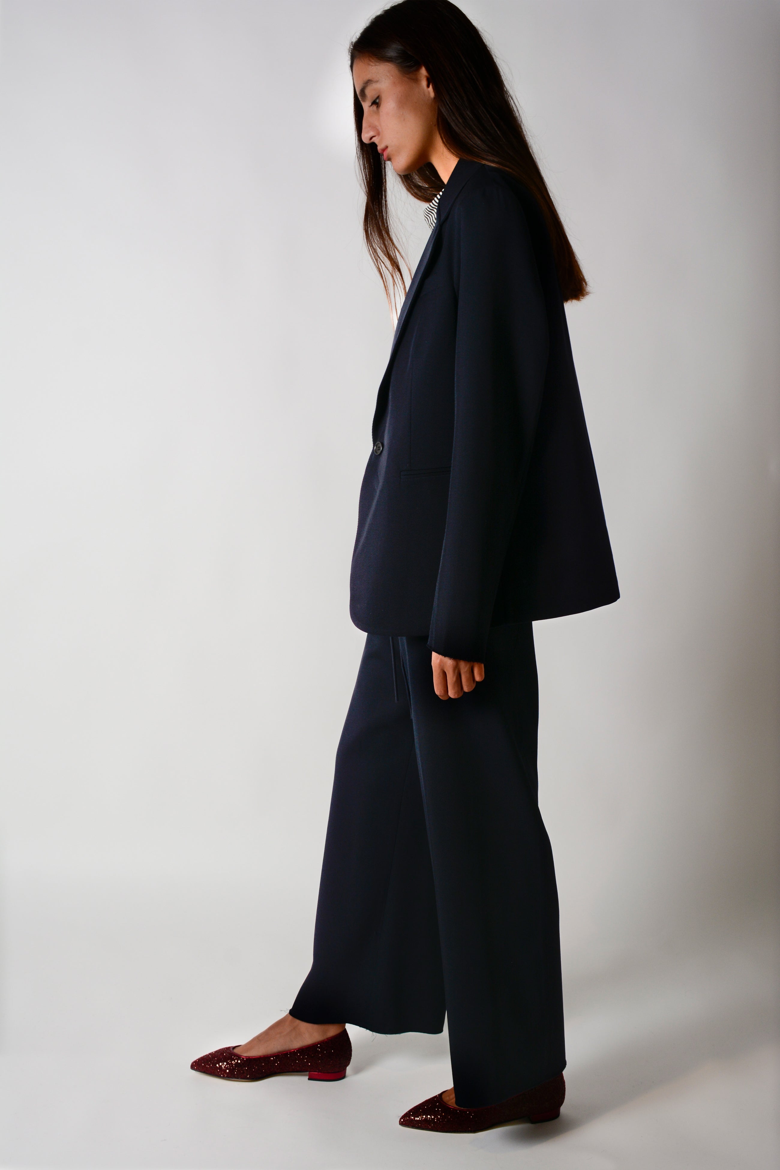 Chaqueta solapa redonda lana virgen