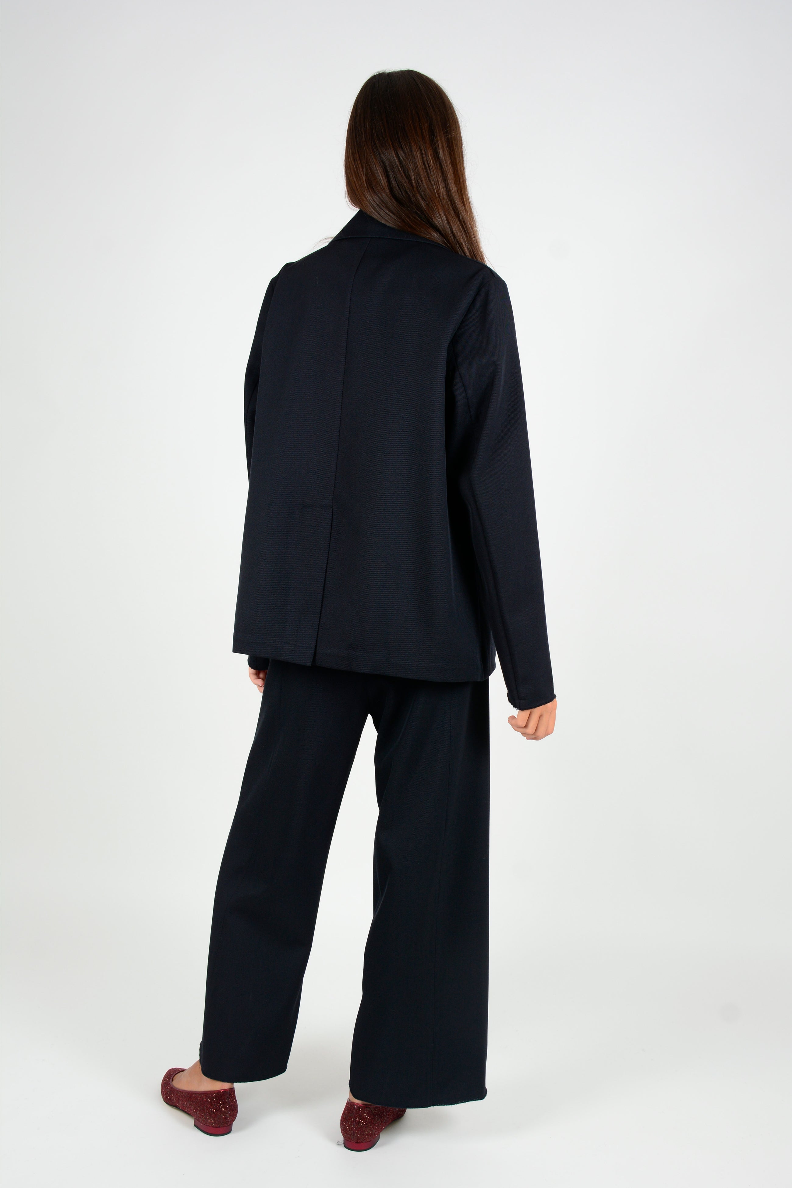 Chaqueta solapa redonda lana virgen