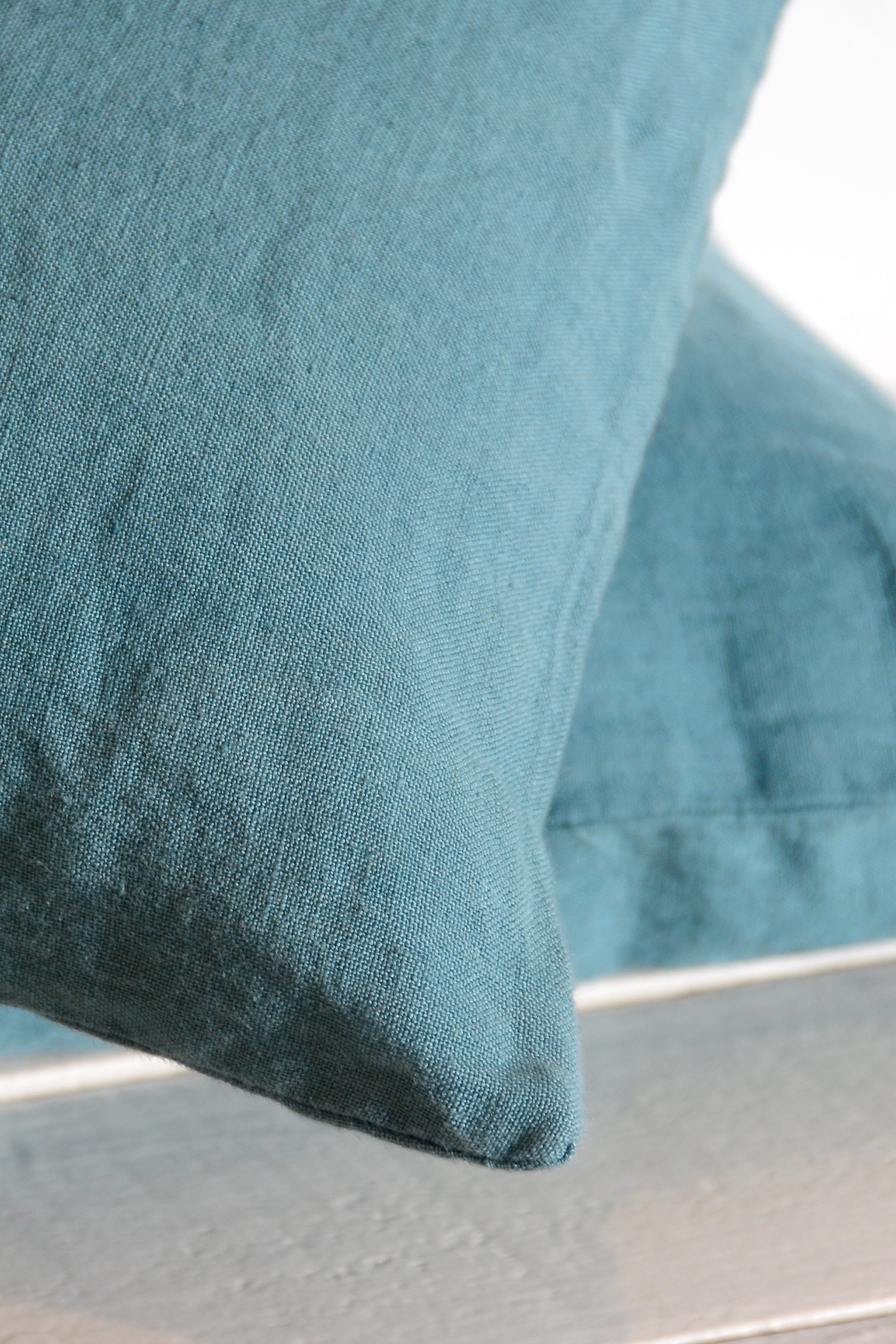 Cojín lino lavado verde-azul
