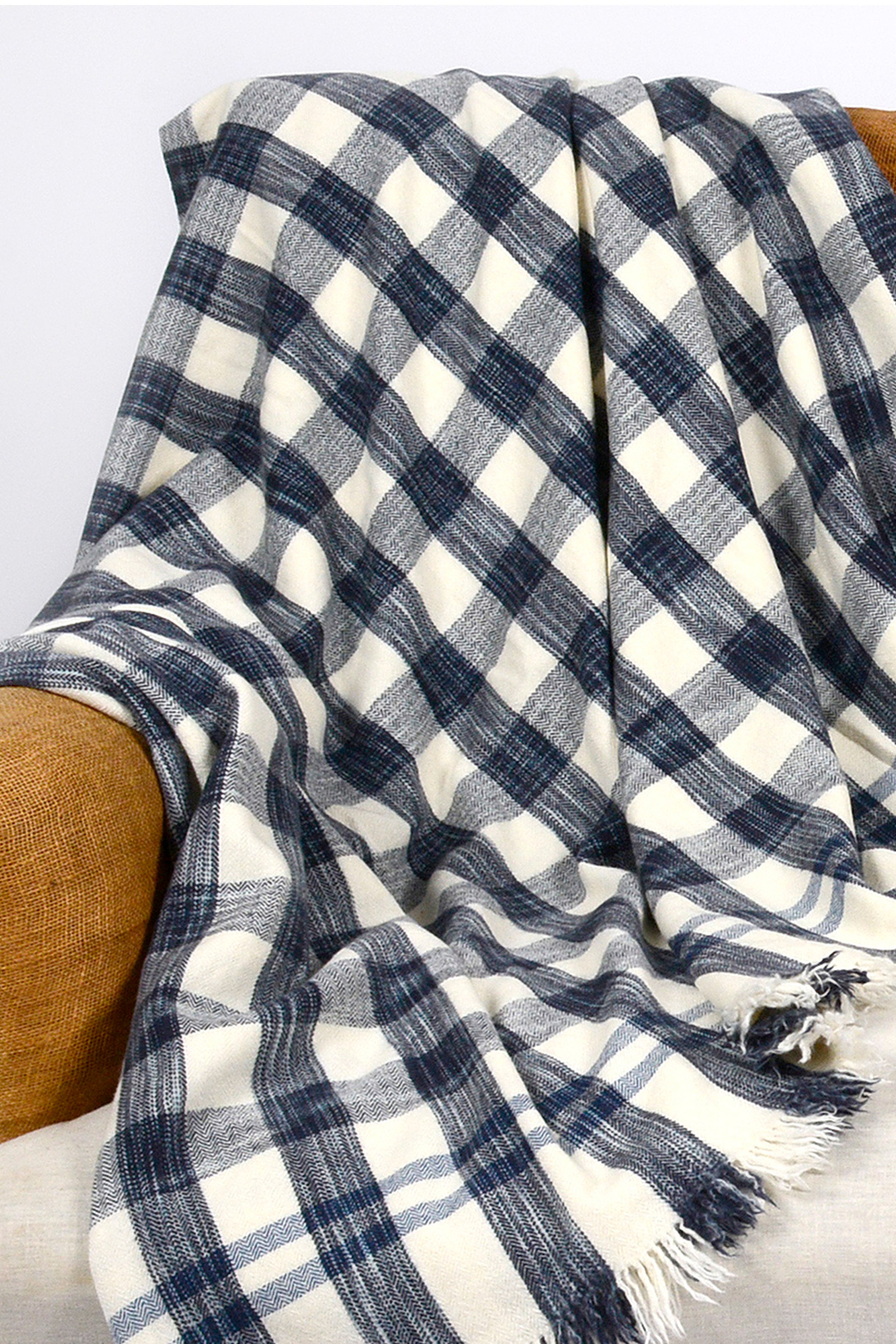 Natural raw plaid blanket