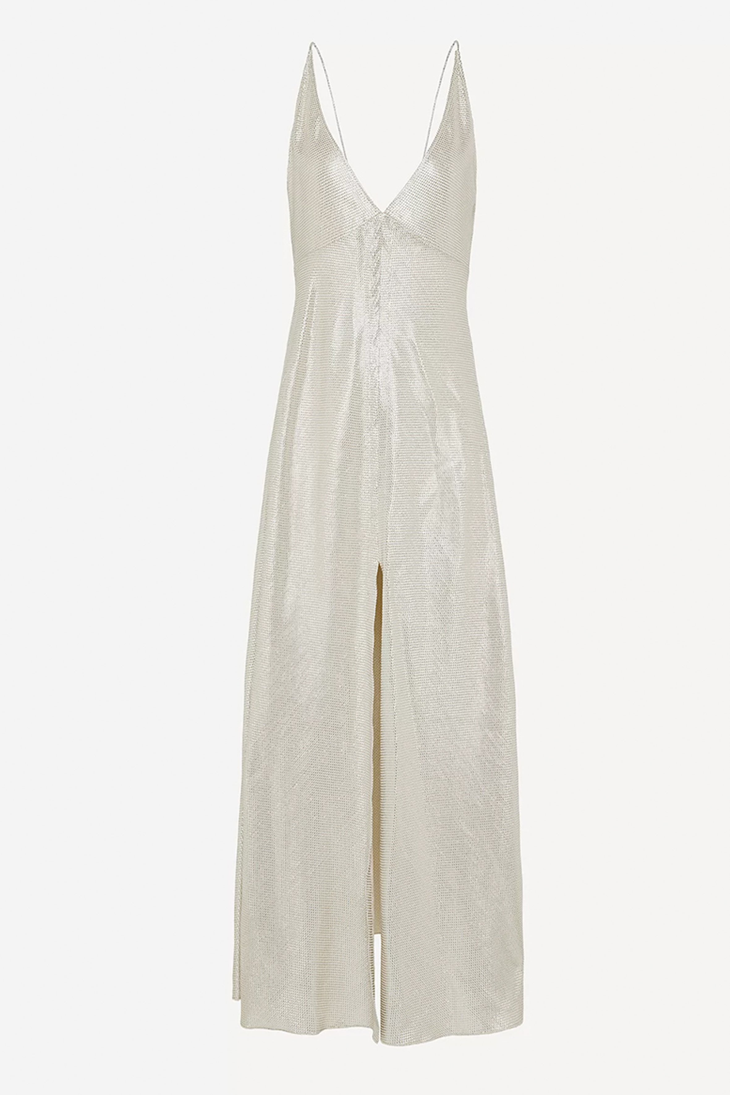 Lurex mermaid dress with v-neck straps