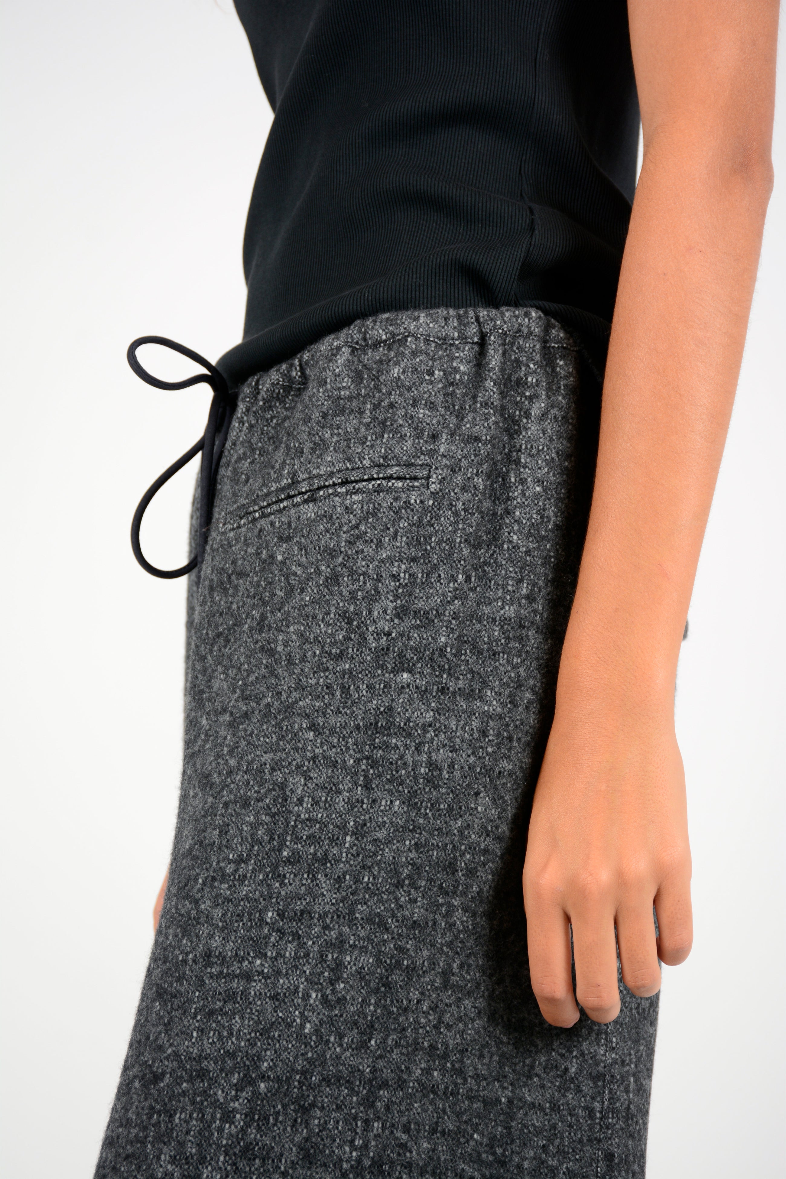 Pantalón jaspeado goma cashemere y lana