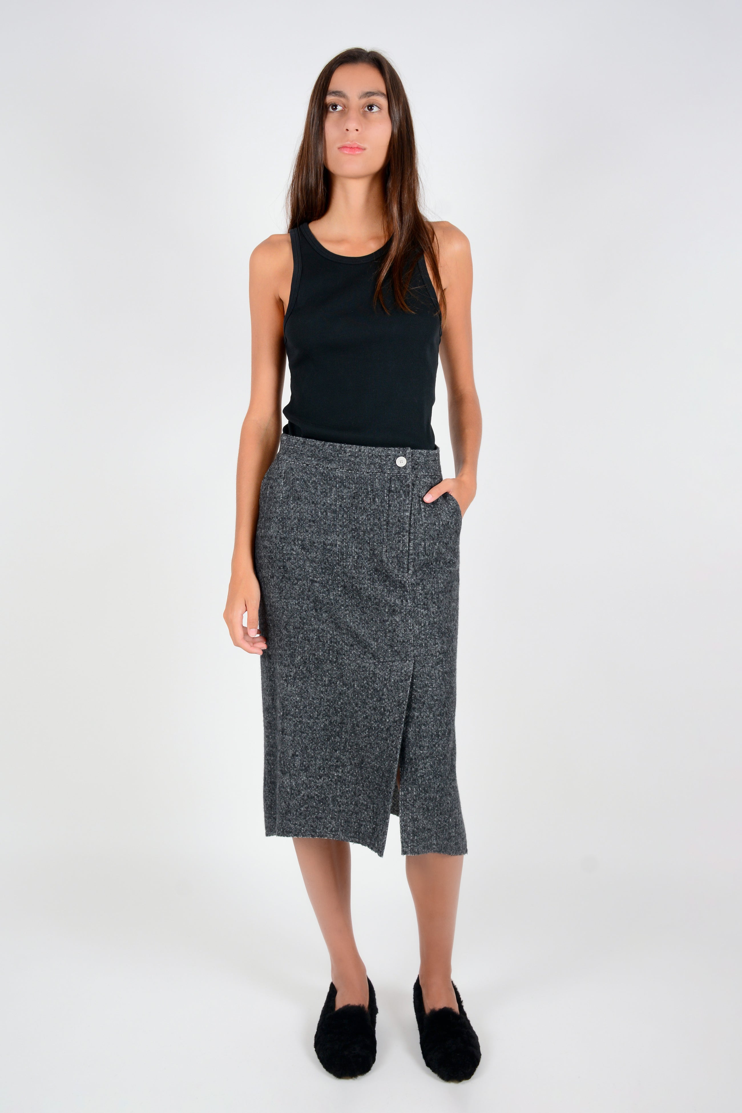Falda jaspeada cashmere y lana