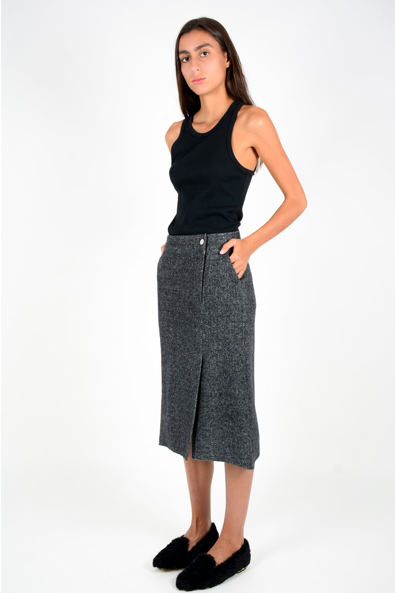 Falda jaspeada cashmere y lana