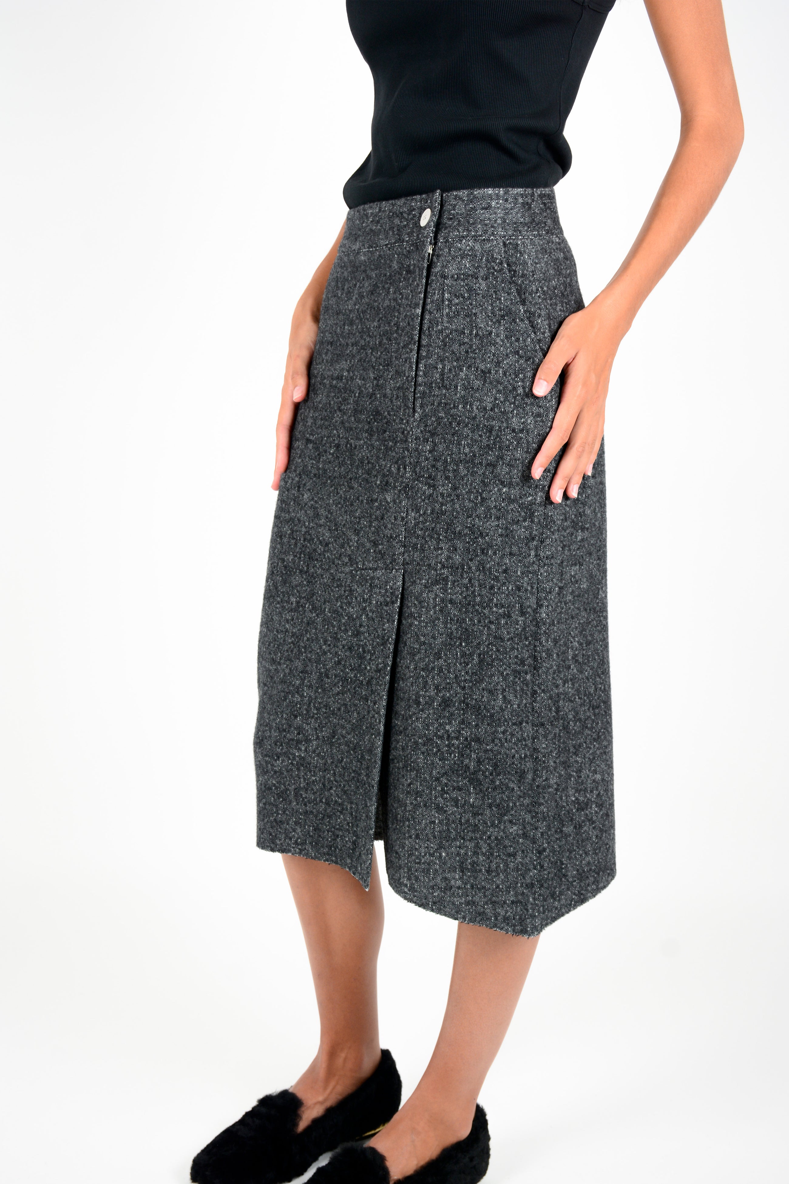 Falda jaspeada cashmere y lana