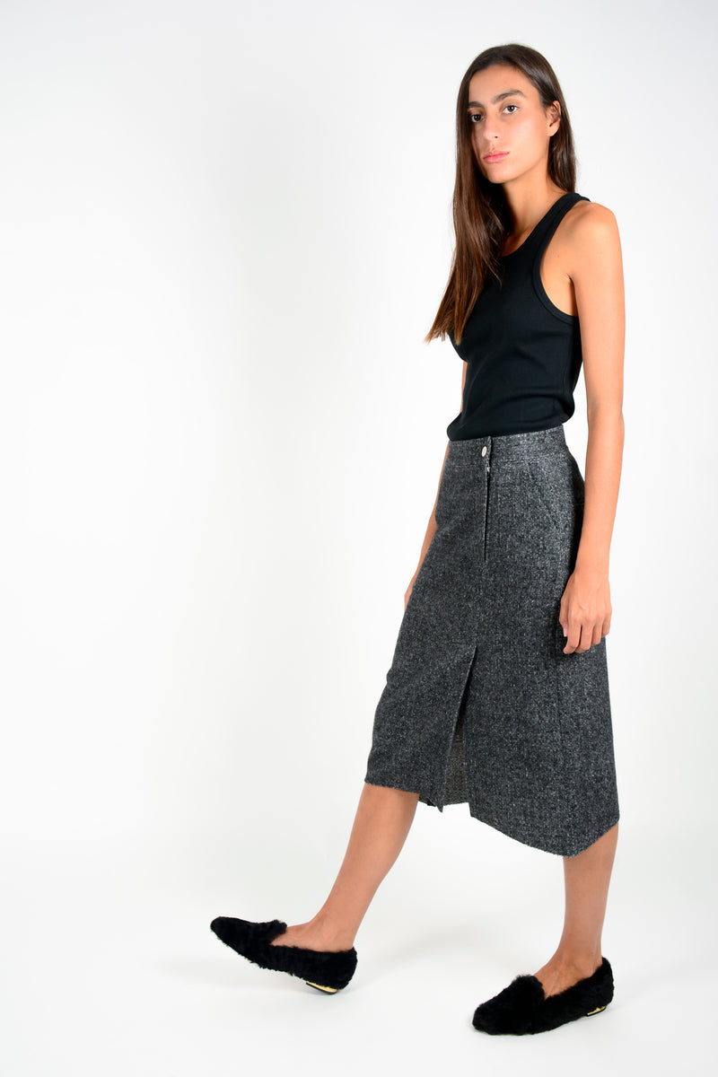 Falda jaspeada cashmere y lana