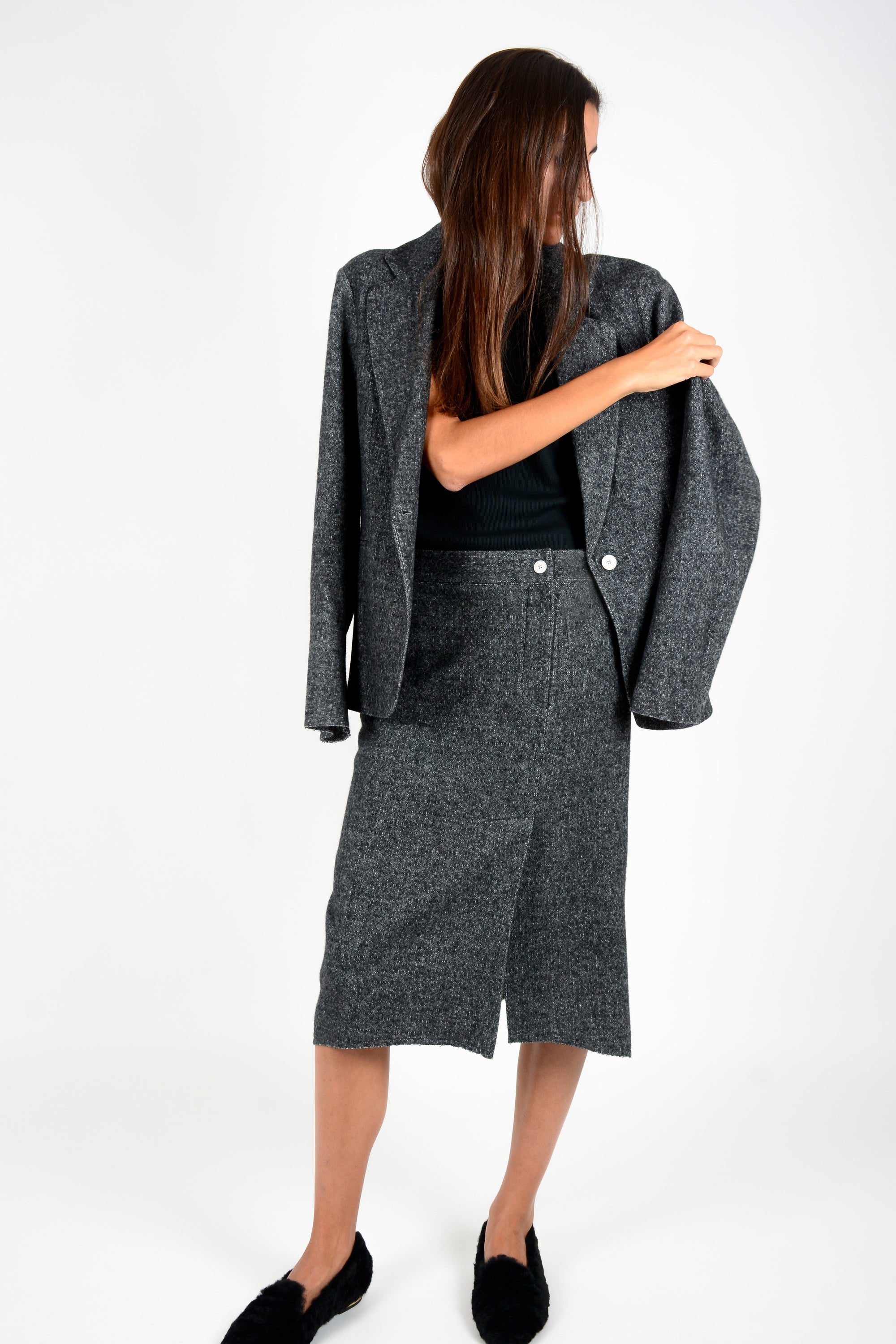 Chaqueta jaspeada chasmere y lana