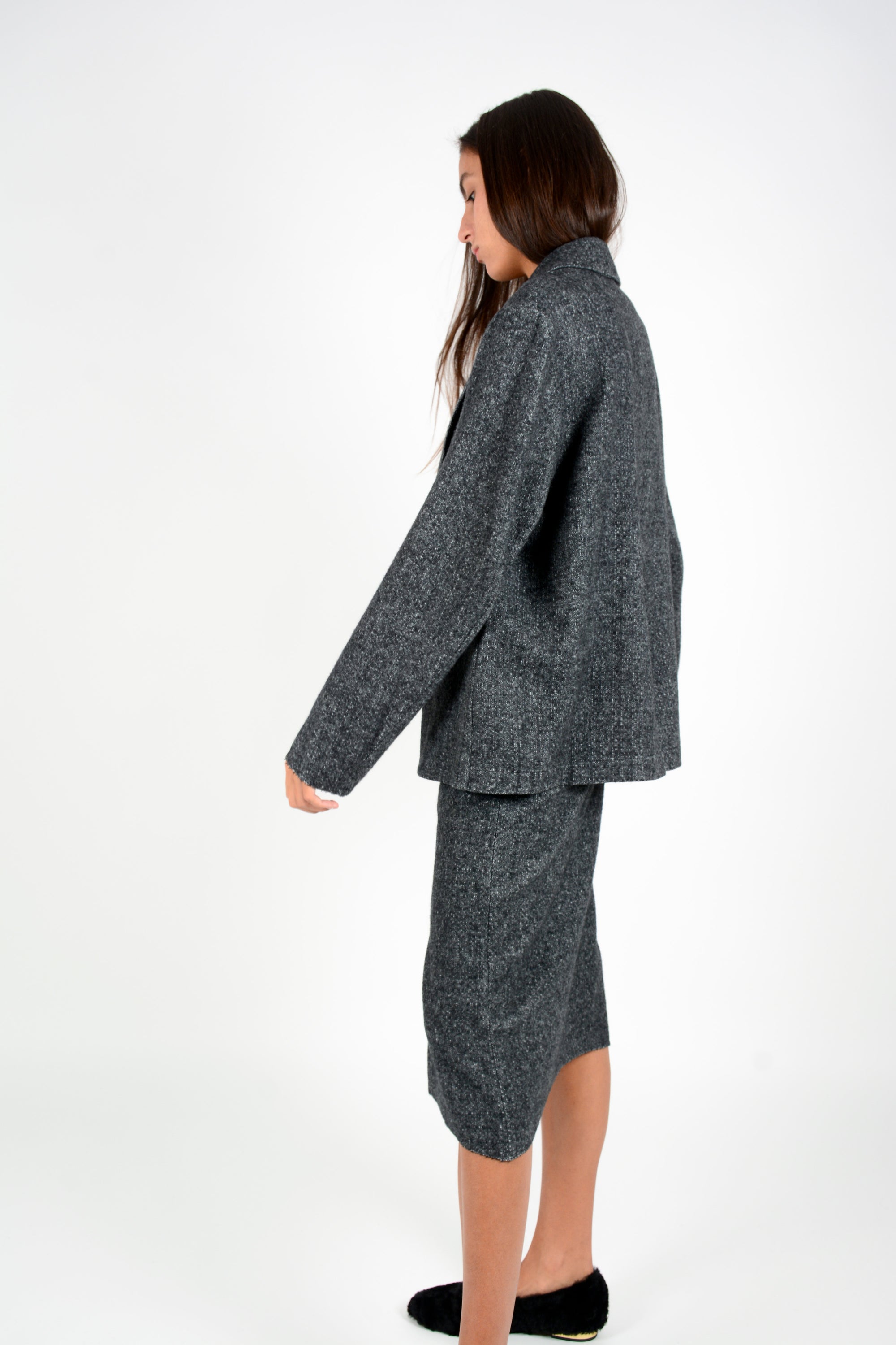 Falda jaspeada cashmere y lana