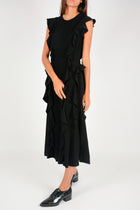 Vestido volantes verticales midi