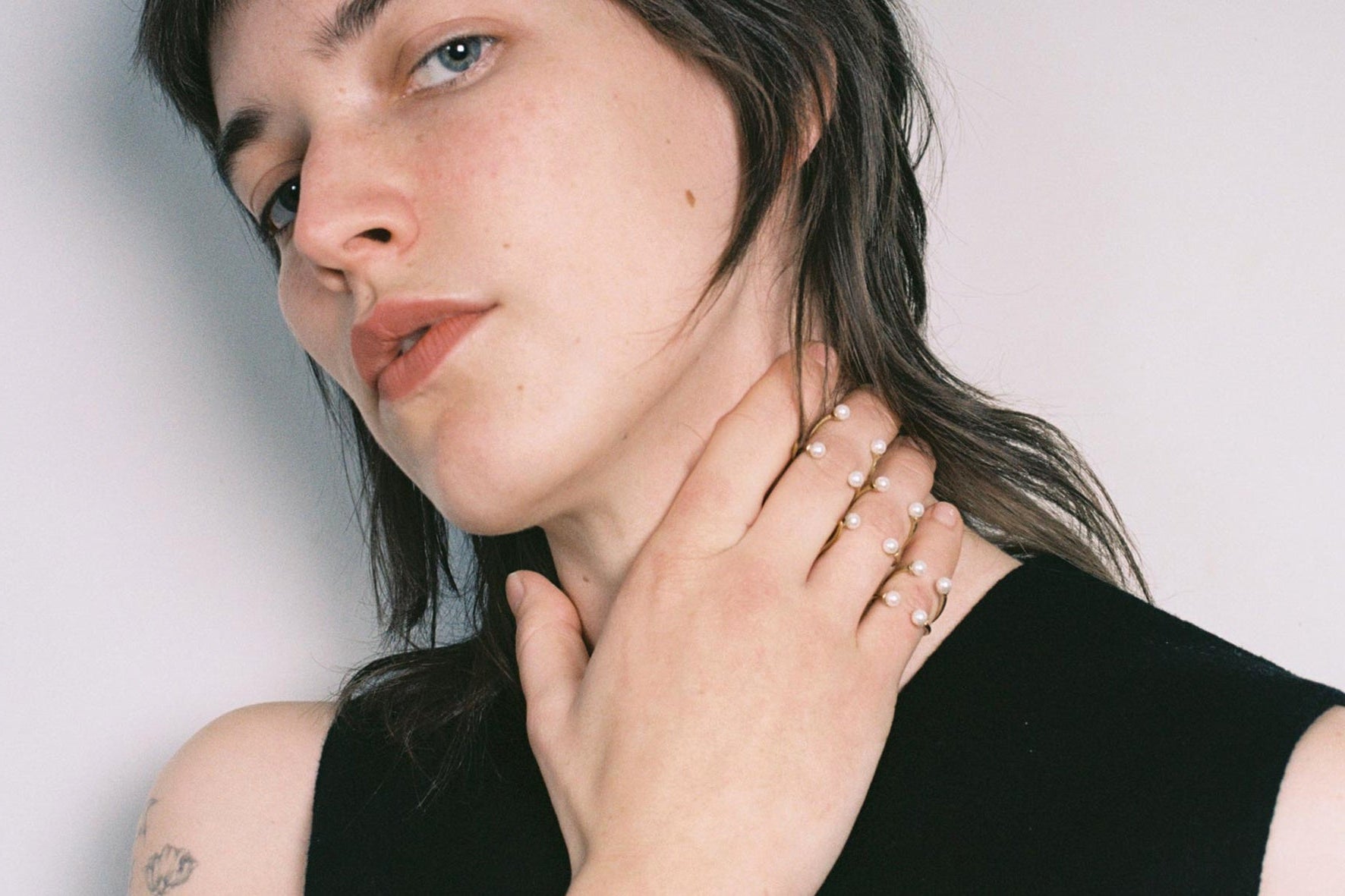 Anillo Piercing ring pearls