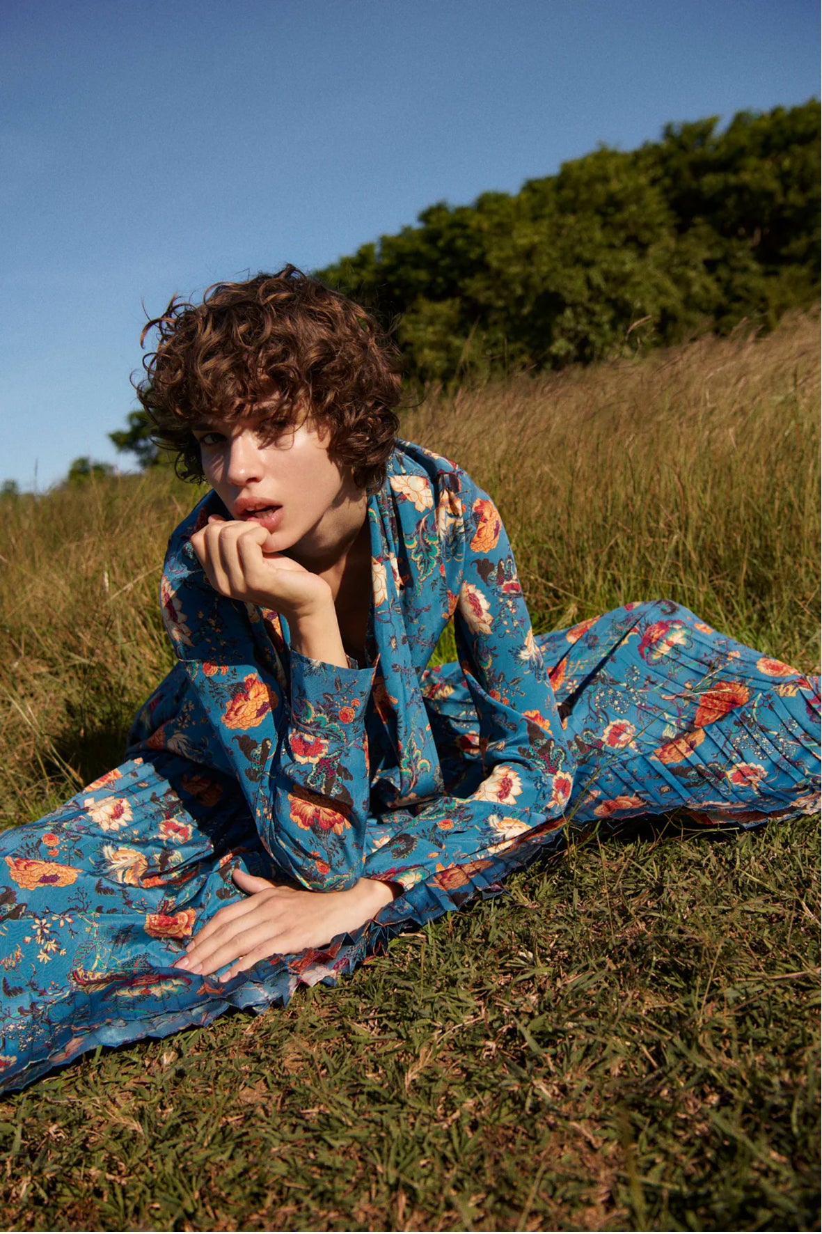 Long sleeve floral long dress