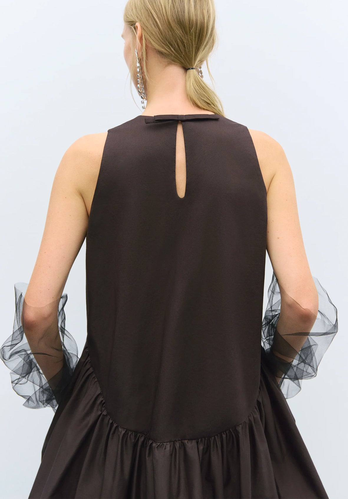 Vestido balloon mini marrón