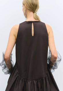 Vestido balloon mini marrón