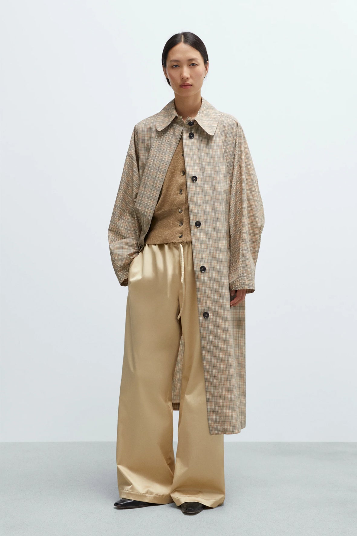 Gabardina batwing tartán