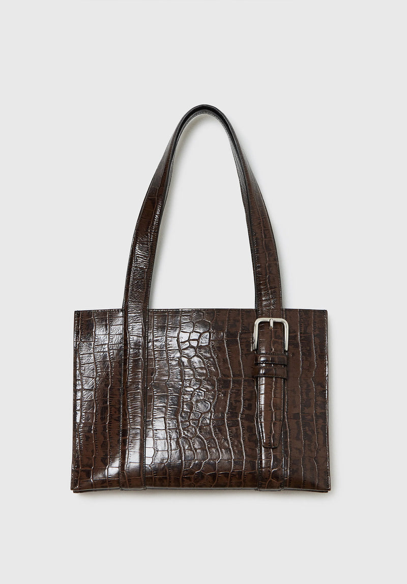 Bolso buckle marrón cocodile