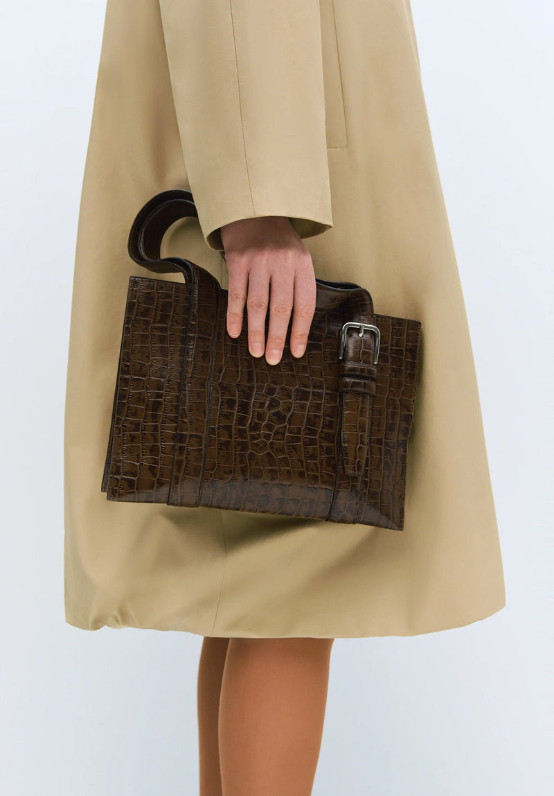 Bolso buckle marrón cocodile