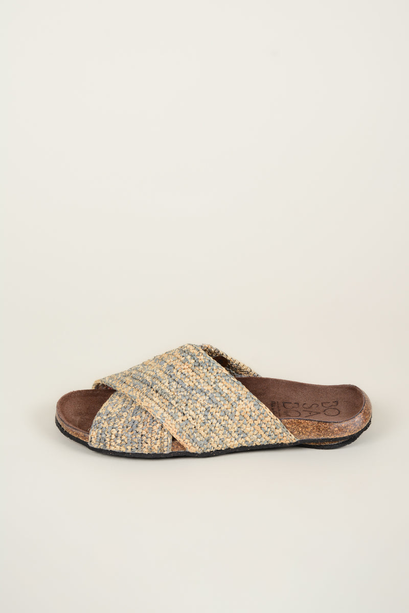 Sandalia rafia cruzada