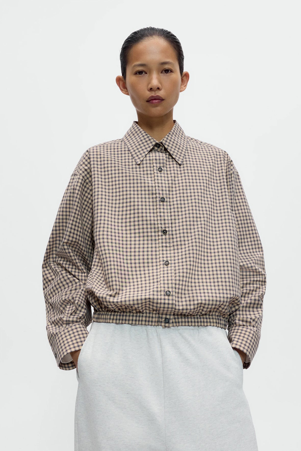 Camisa checked bomber