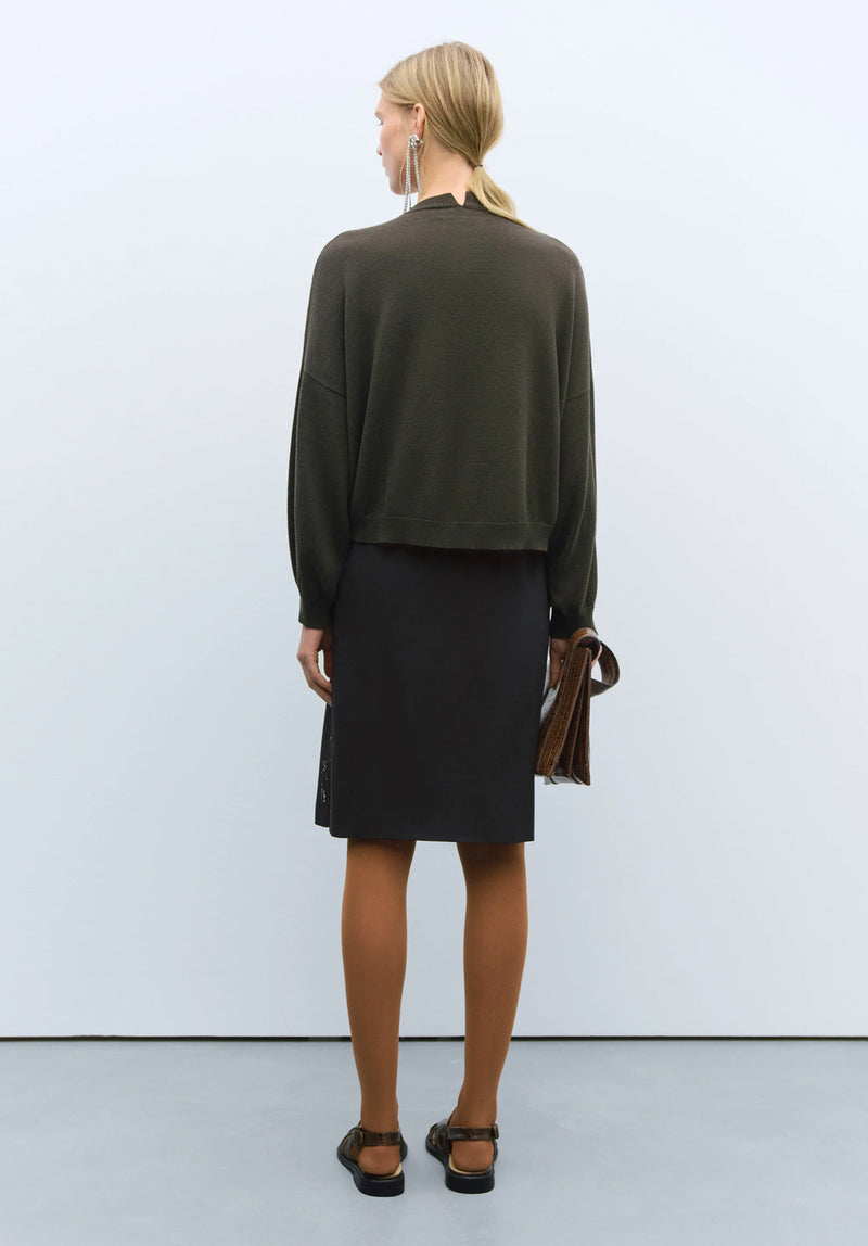Cárdigan cotton & cashmere dark moss