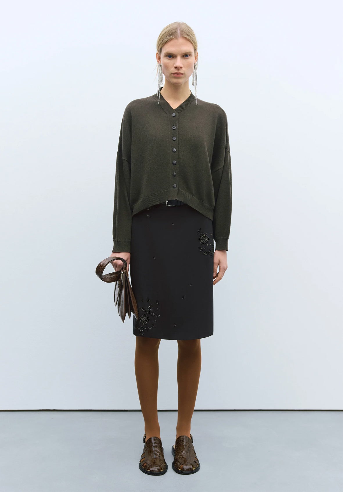 Cárdigan cotton & cashmere dark moss