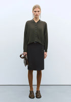 Cárdigan cotton & cashmere dark moss
