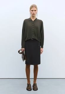 Cárdigan cotton & cashmere dark moss