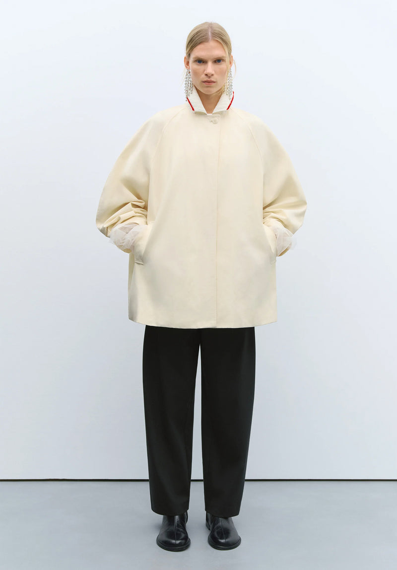 Chaqueta crochet collar crema