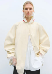 Chaqueta crochet collar crema