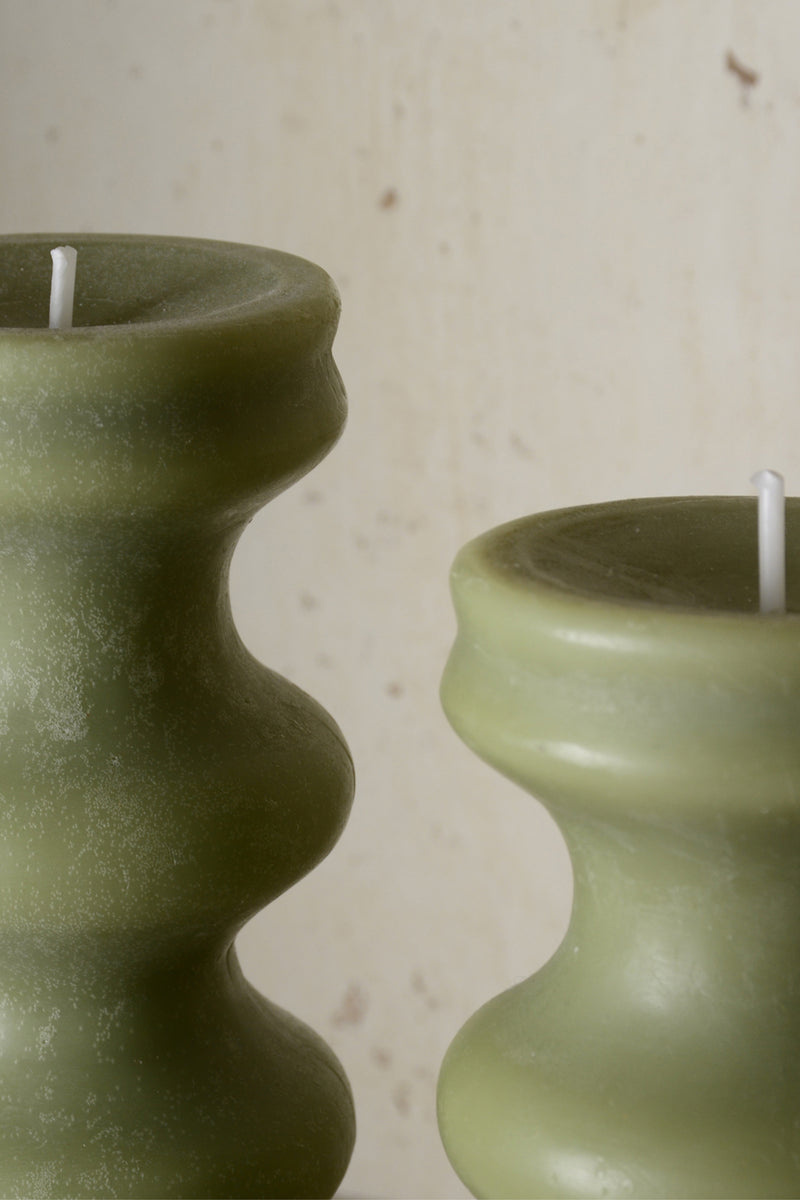 Turned candle pack of 2