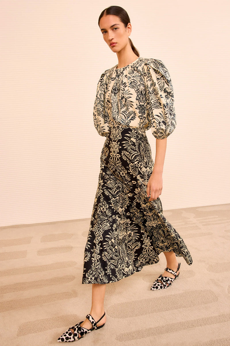 Falda botanical printed