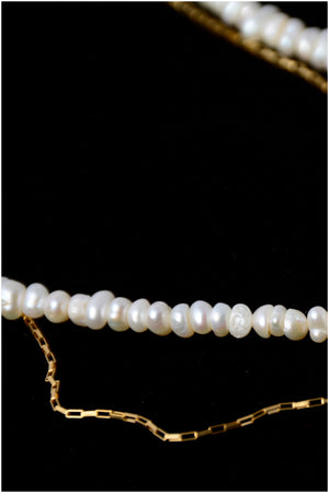 Collar doble cadena y perlas