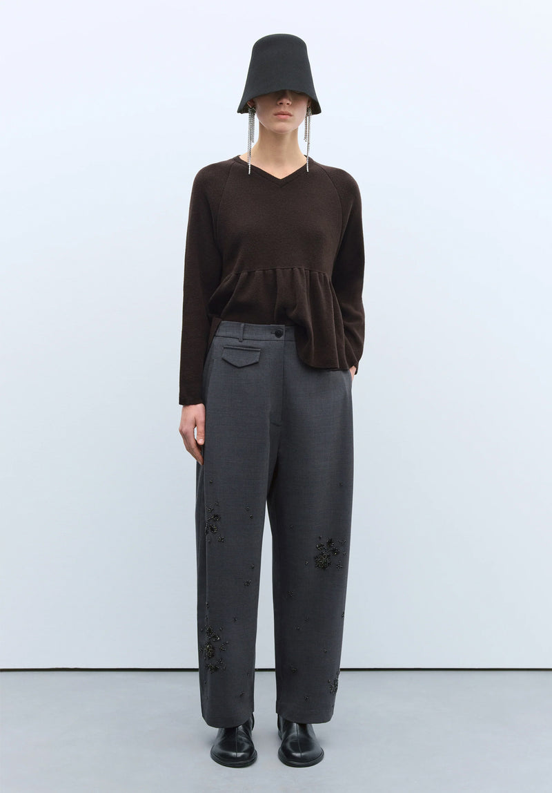 Pantalón embellished tailoring gris