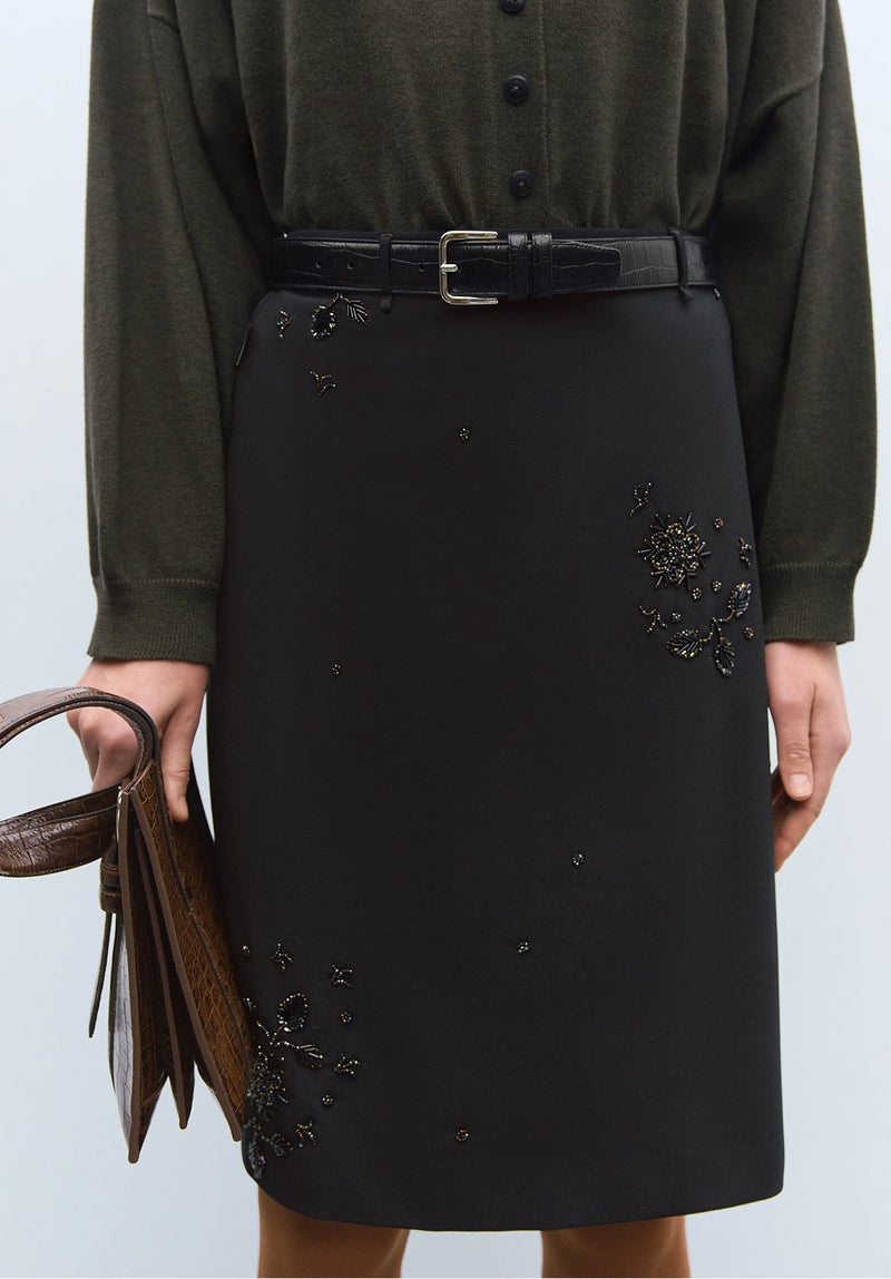 Falda embellished tailoring negro
