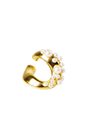 Pendiente ear cuff mediano perlas chapado oro