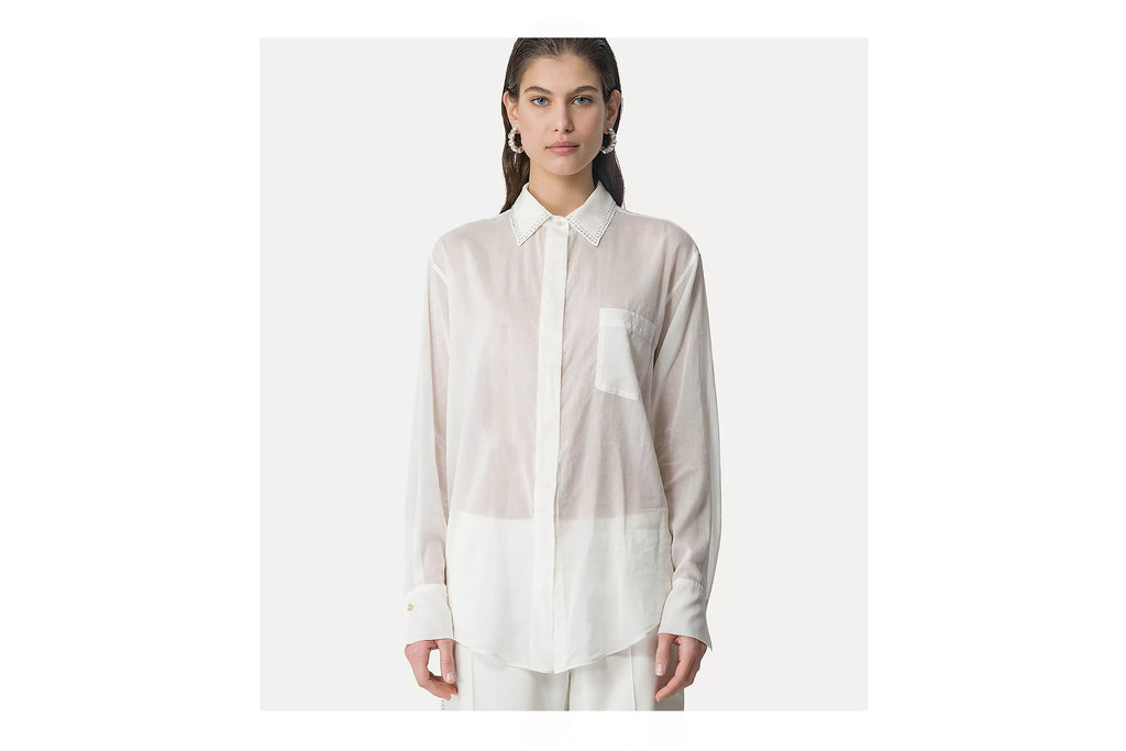 Camisa strass cotton silk voile