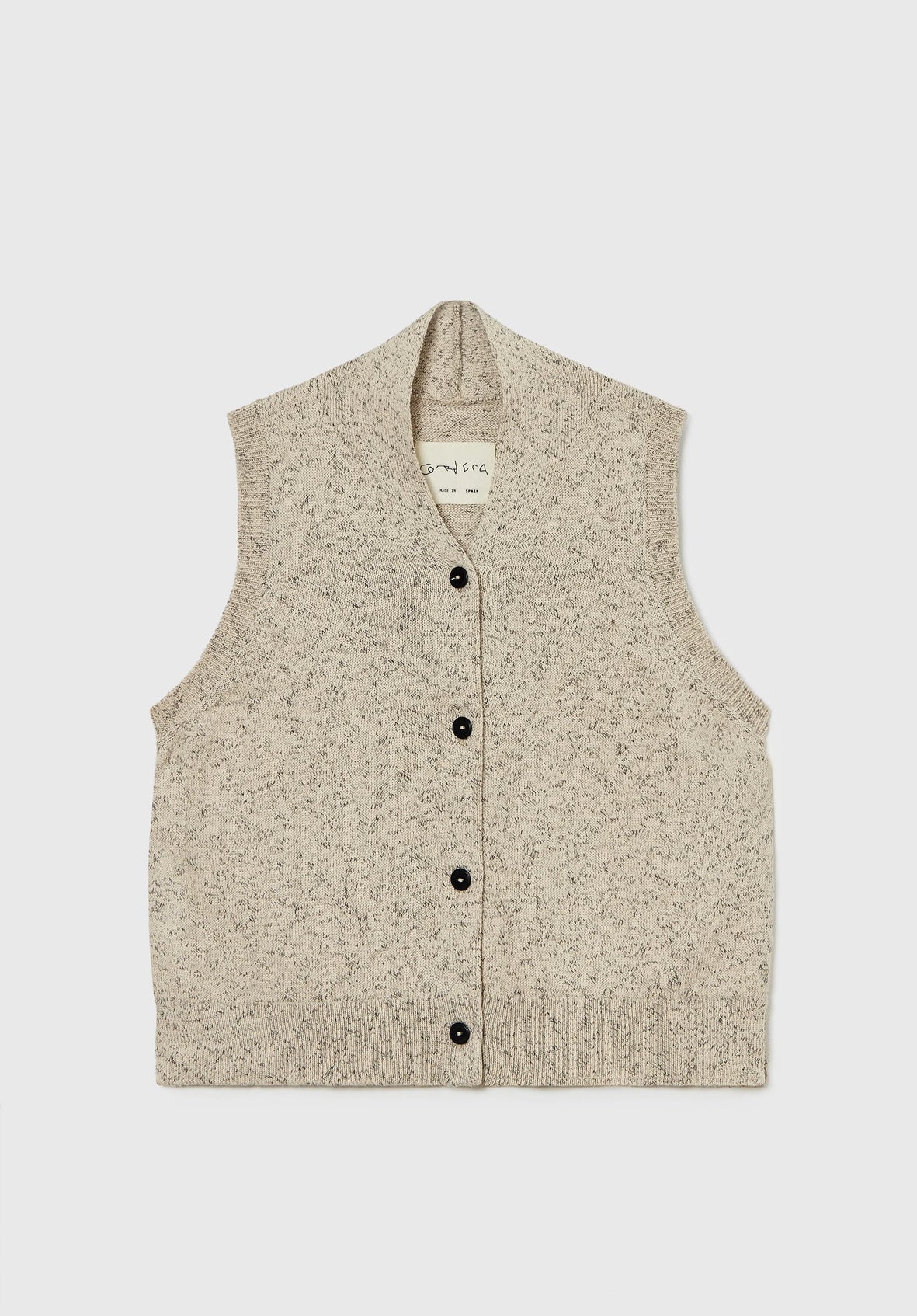 Chaleco flecked cotton vest natural