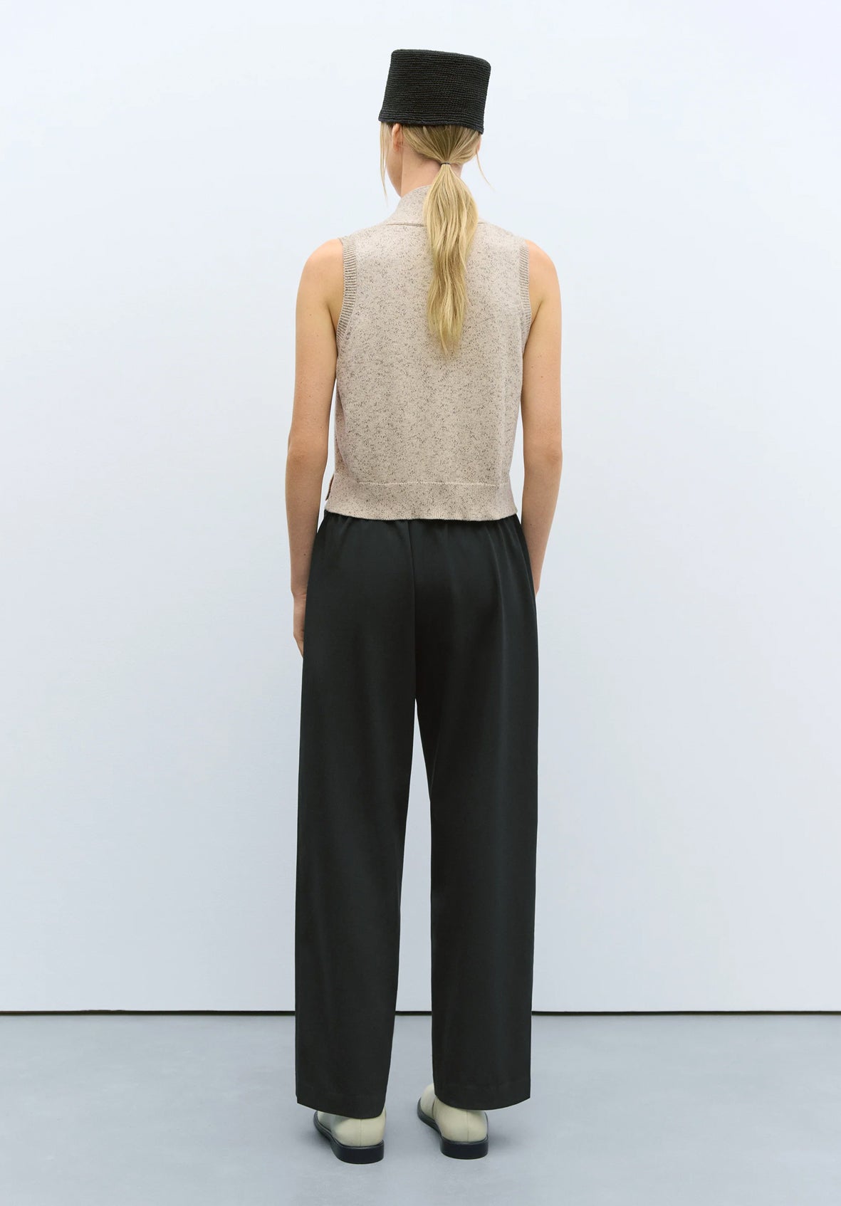Chaleco flecked cotton vest natural