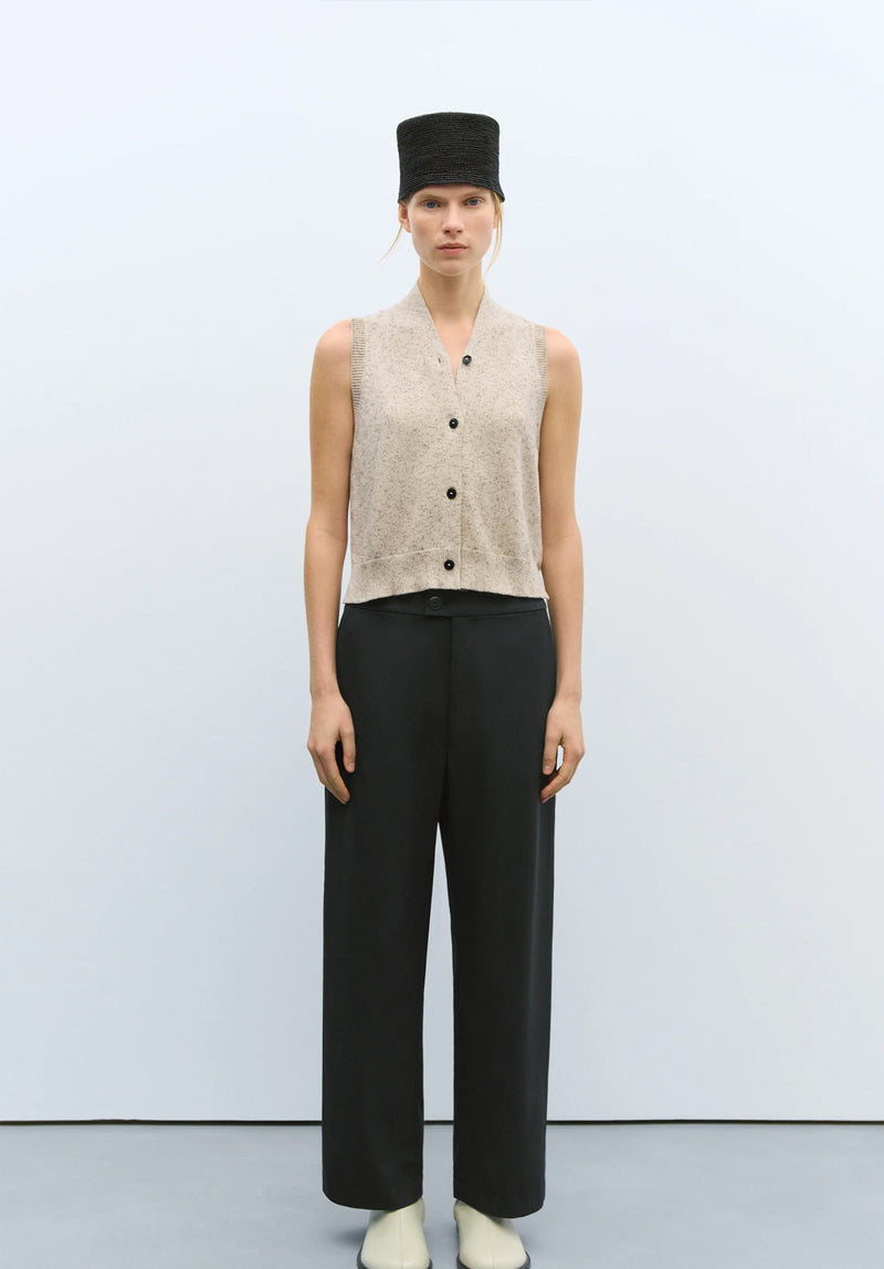 Chaleco flecked cotton vest natural