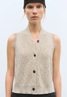 Chaleco flecked cotton vest natural