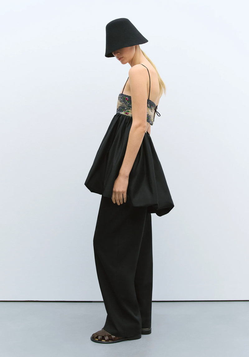 Vestido handmade beaded mini negro