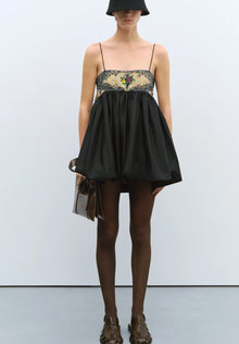 Vestido handmade beaded mini negro